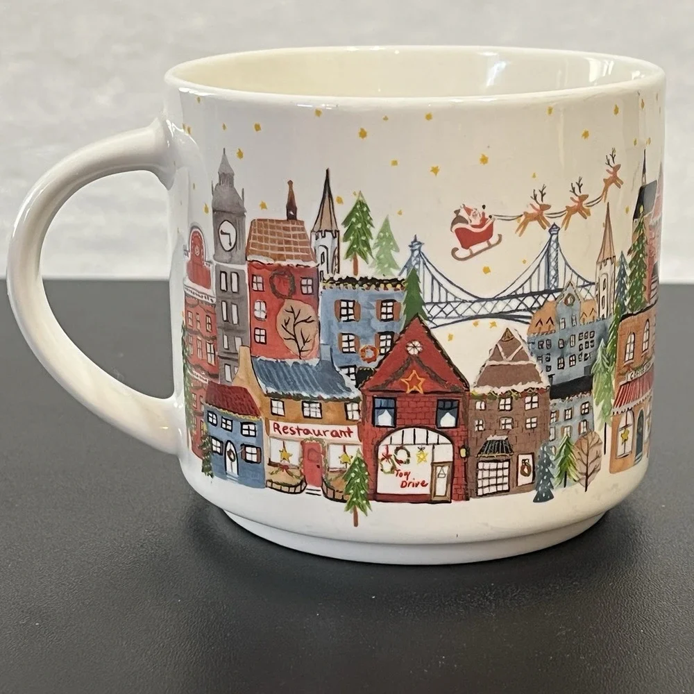 POTTERY BARN Christmas in the City Coffee Cup Mug